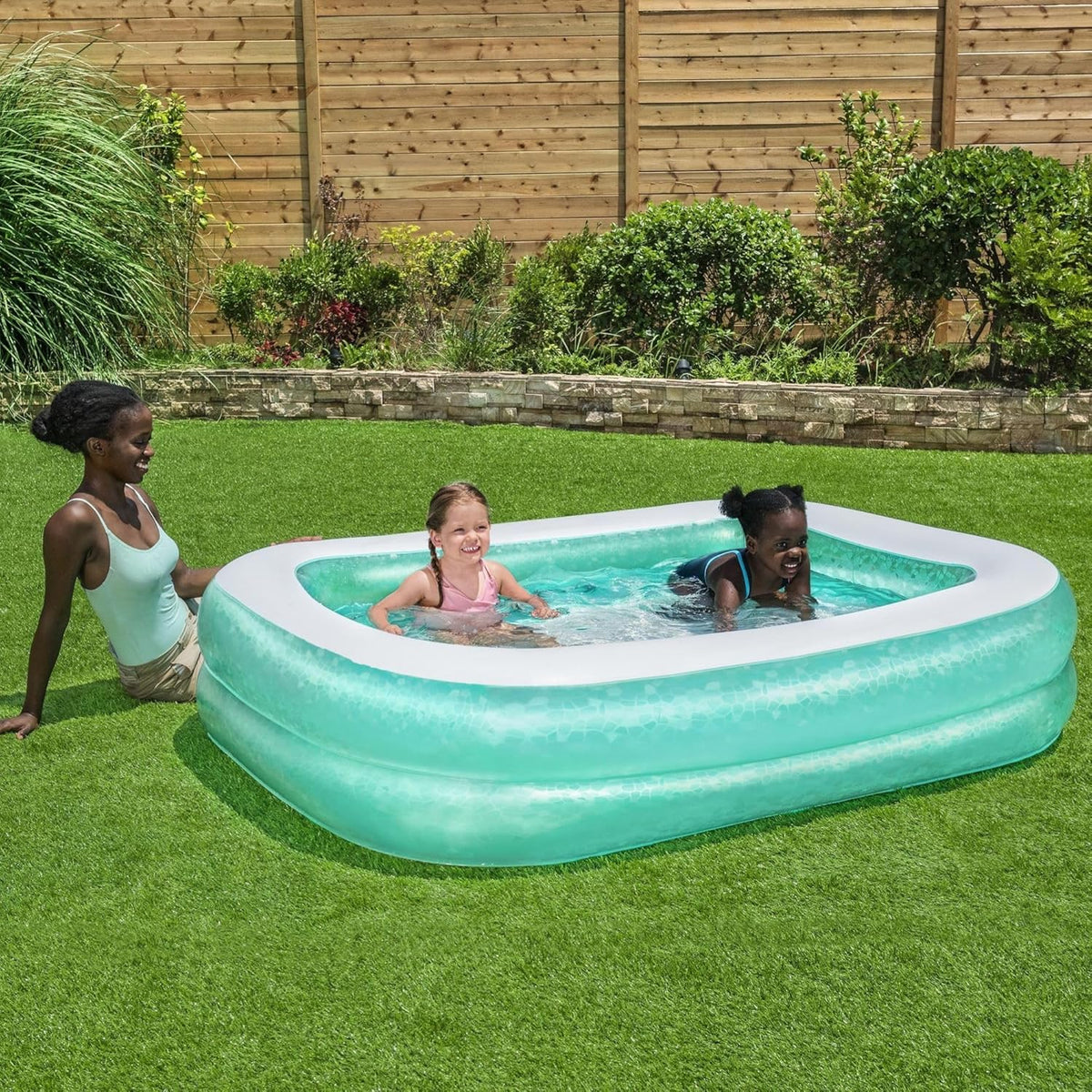 Bestway Rectangular Inflatable Family Pool - 79 inch, Blue,54005-BNFX16XX02
