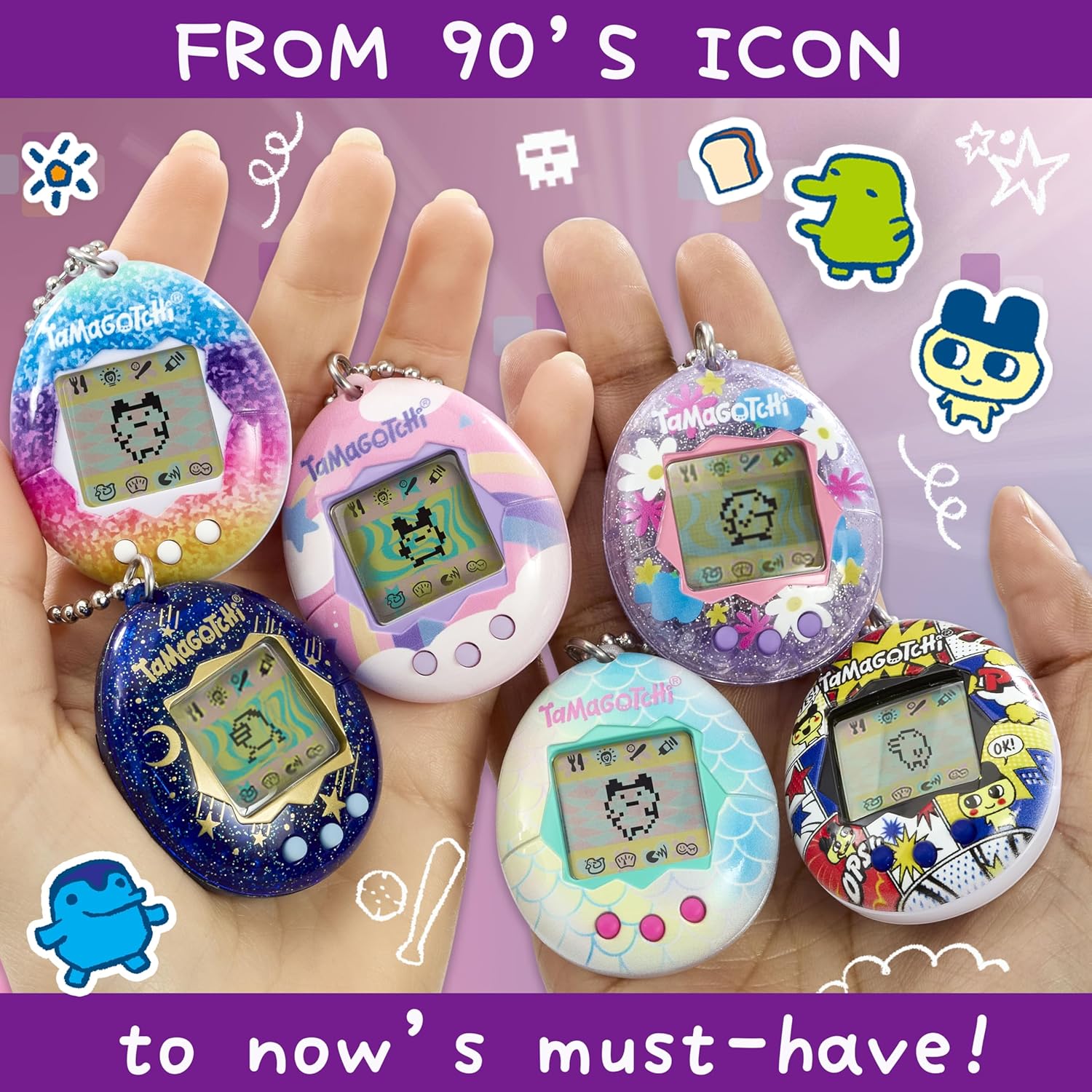 BANDAI Tamagotchi Argyle Heart Virtual Pet 42981 Electronic Toy Ideal for Ages 6+ Zoom into Paradise to Surround Your Electronic Pet