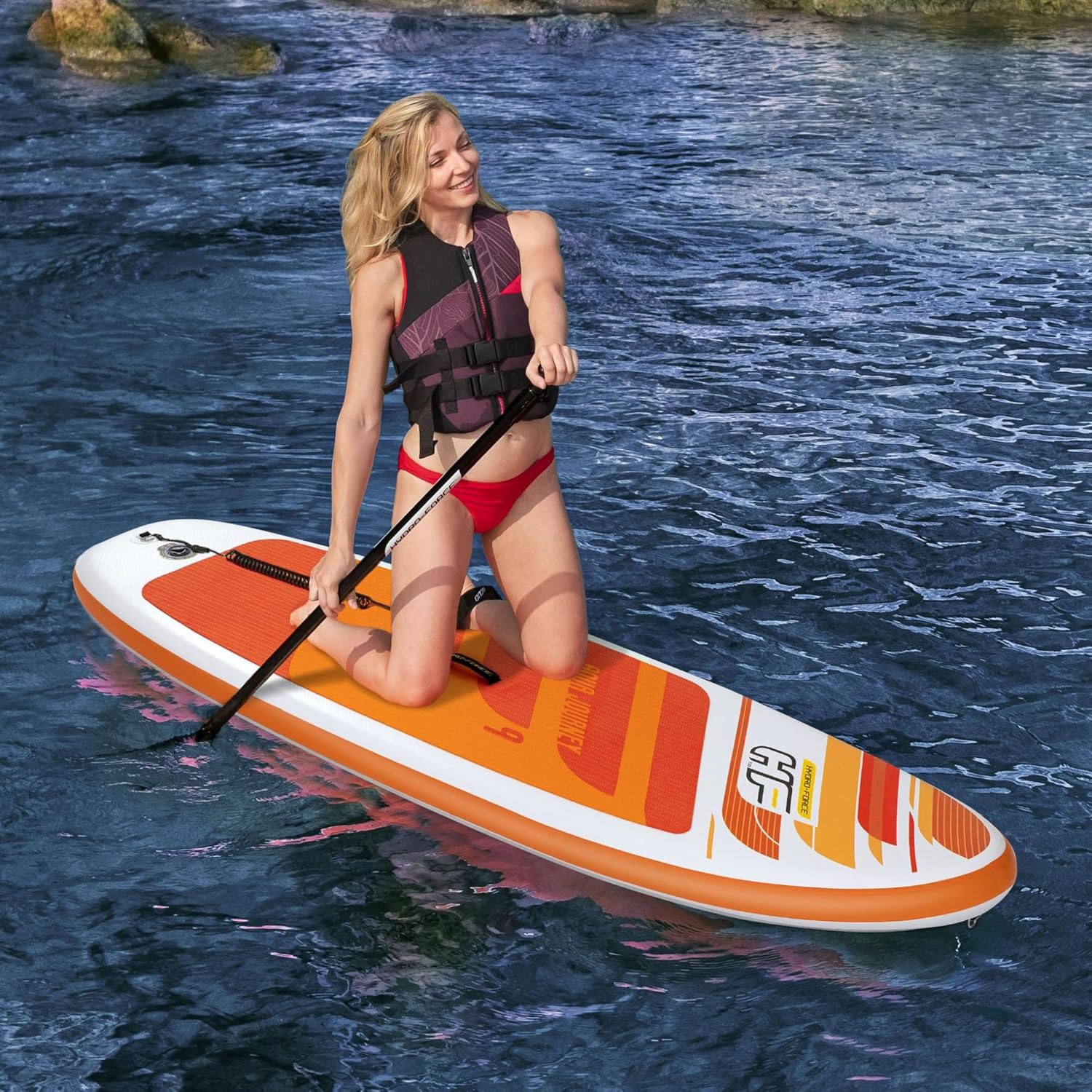 Bestway Hydro-Force Inflatable Stand Up Paddle Board 9ft with Paddle, Pump, Carry Bag & Accessories for Beginners 14+