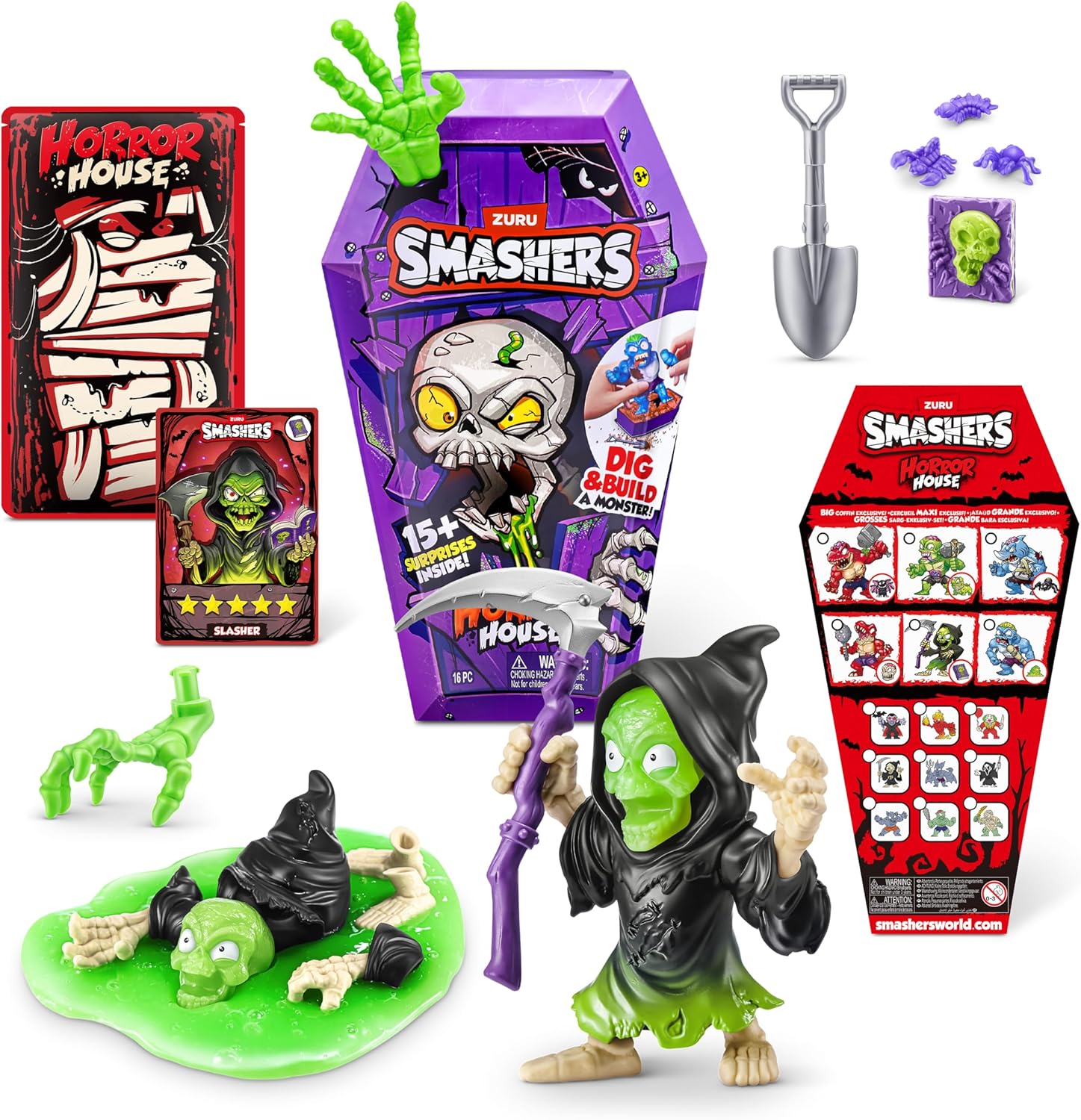 Zuru Smashers Horror House Series 1 Medium, Monster Building Kit, 15+ Surprises, Smash, Dig, Slime & Sand, Gross Collectible Toy, Kids Craft Playset, Gift Idea