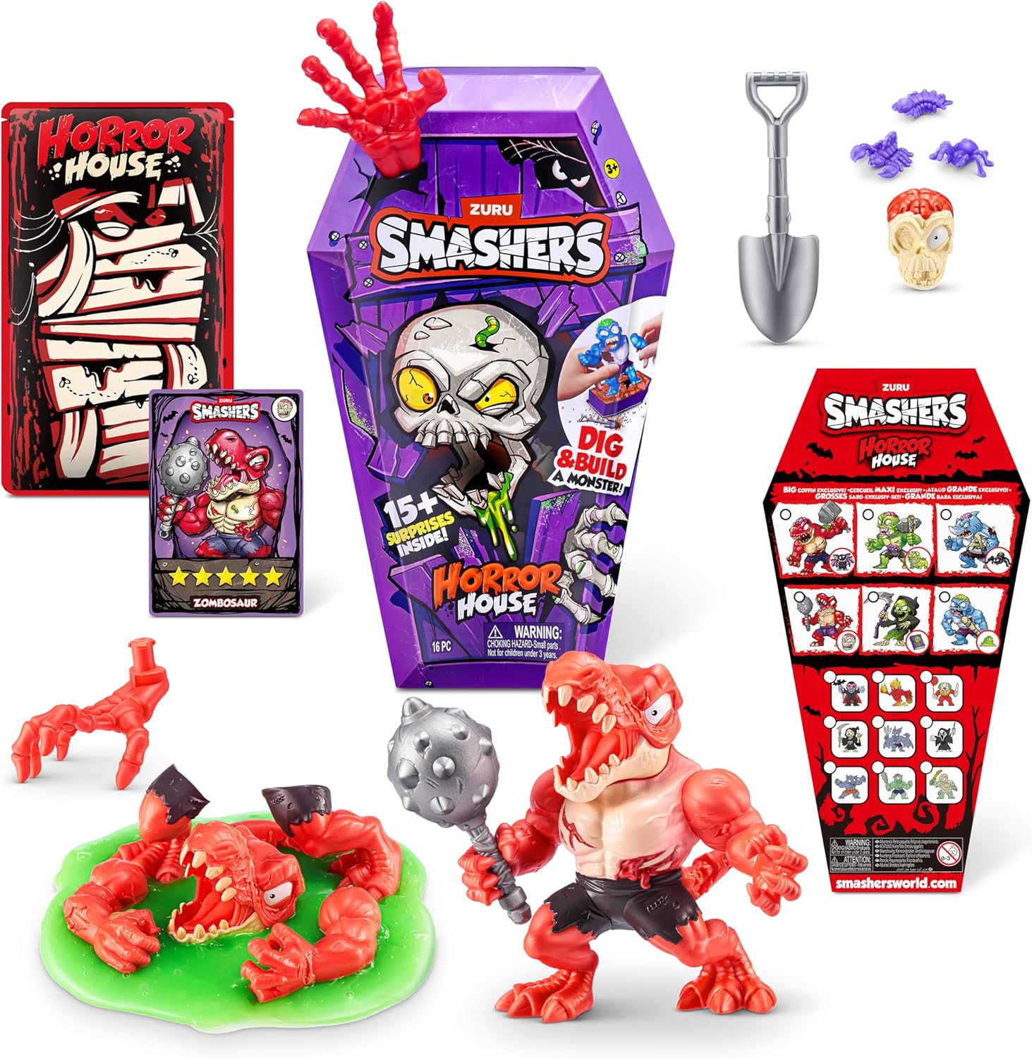 Zuru Smashers Horror House Series 1 Medium, Monster Building Kit, 15+ Surprises, Smash, Dig, Slime & Sand, Gross Collectible Toy, Kids Craft Playset, Gift Idea
