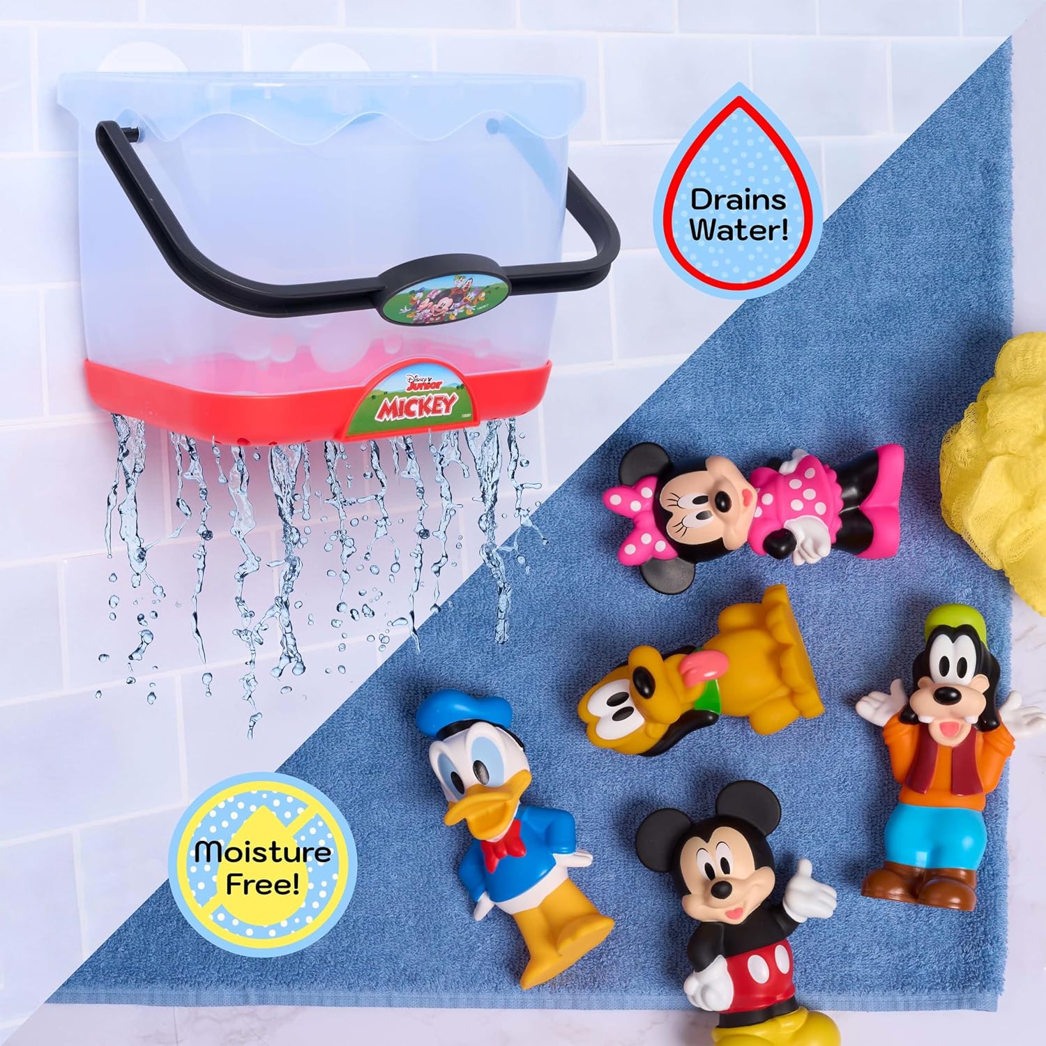 Disney Mickey Mouse Bath Caddy, 6-pieces, 5 Bath Toy Figures