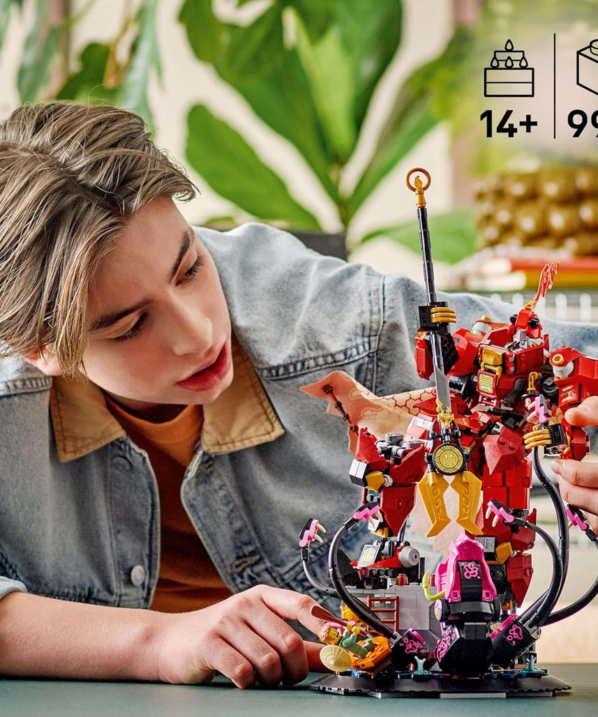 LEGO Ninjago The Fire Knight Mech Toy - Monstrosity Building Set with a Posable Figure, 2 Minifigures & a Sea Monster on a Display Stand - Birthday Gift for 14+ Year Old Boys and Teenagers - 71846