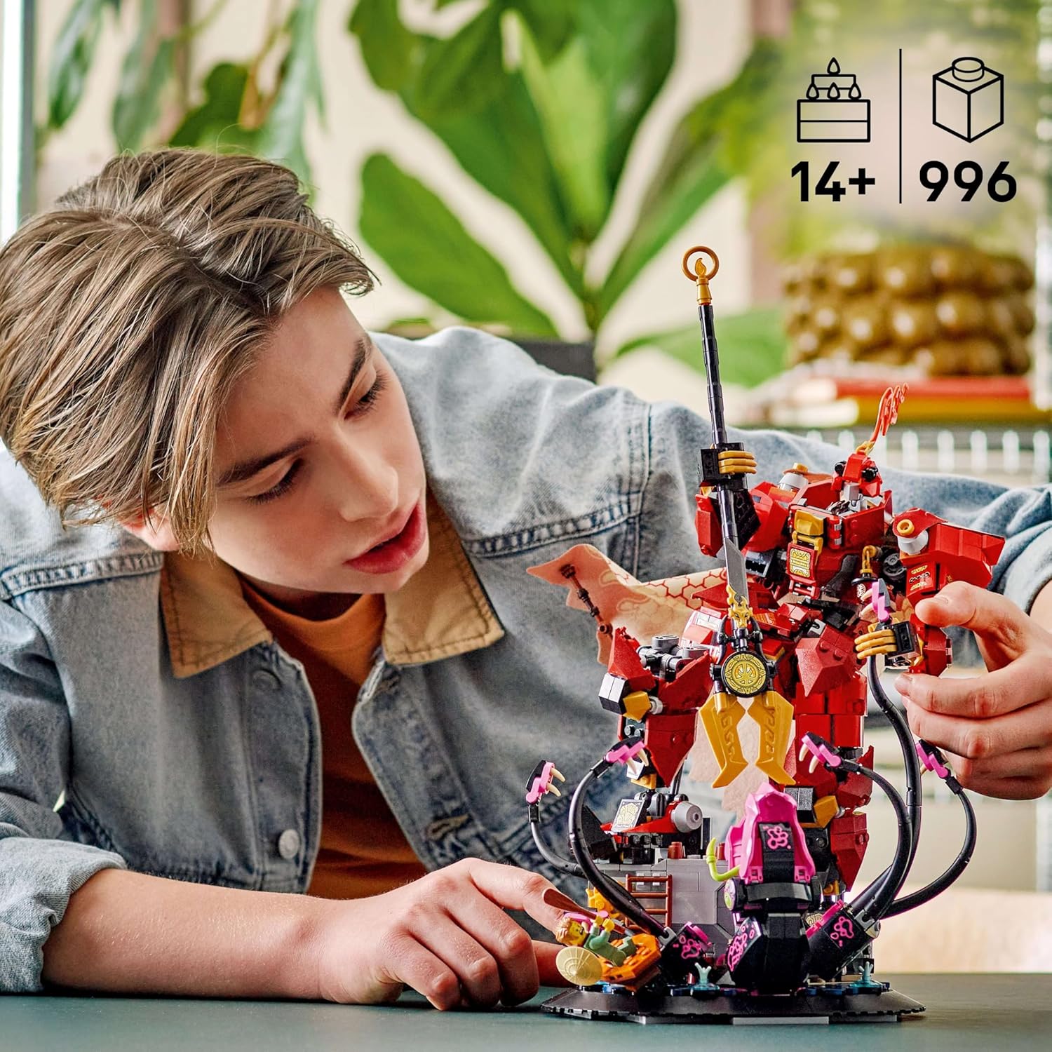 LEGO Ninjago The Fire Knight Mech Toy - Monstrosity Building Set with a Posable Figure, 2 Minifigures & a Sea Monster on a Display Stand - Birthday Gift for 14+ Year Old Boys and Teenagers - 71846