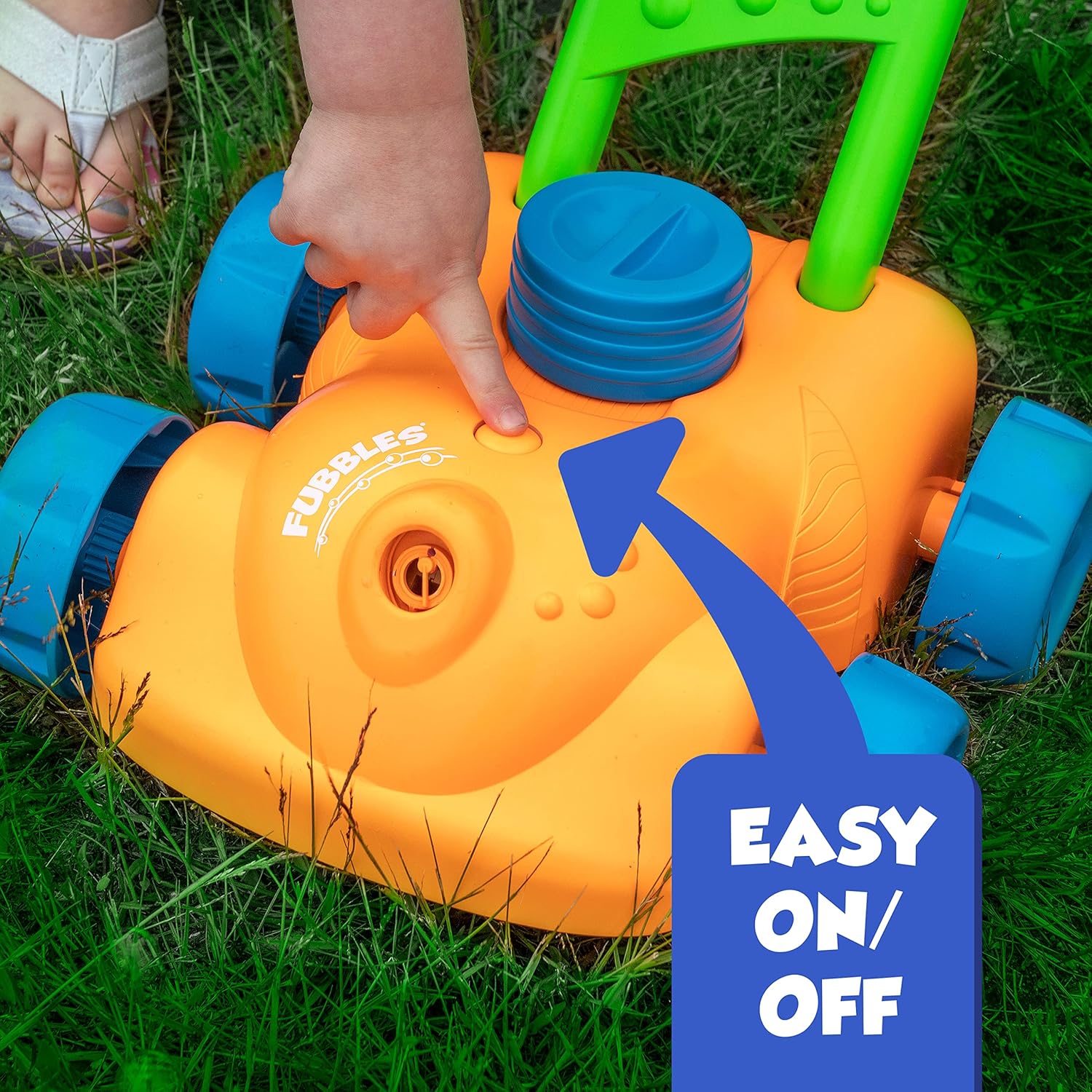 Little Kids Fubbles No Spill Bubble Lawn Mower, Automatic Bubble Blower Machine, Toddler Outdoor Bubble Toy, Includes 4oz Non Toxic Solution, Continuous Bubble Play, Soft Grip Handle, Pretend Play Lawn Mower for Boys and Girls, Ages 3 Plus