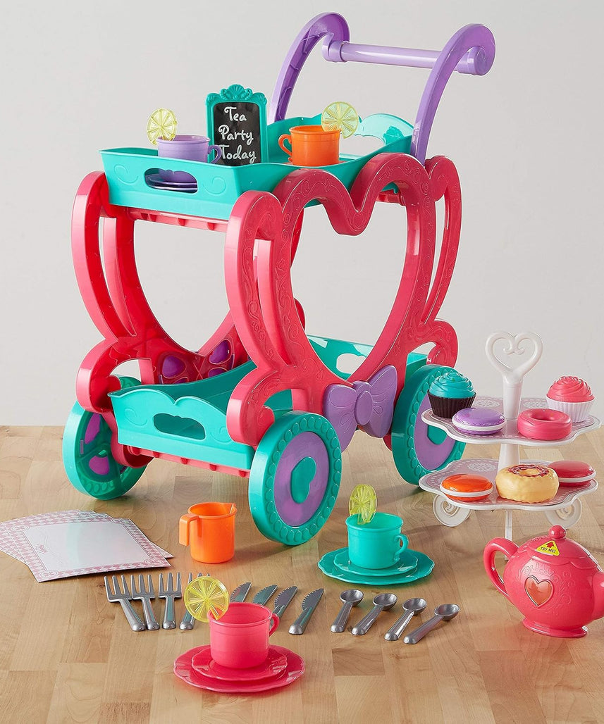 Boley Tea Cart Toy Set 47 Pieces, Pretend Play Tea Party Trolley with Tea Accessories for Kids, Role Play Toy Set, Ages 3+
