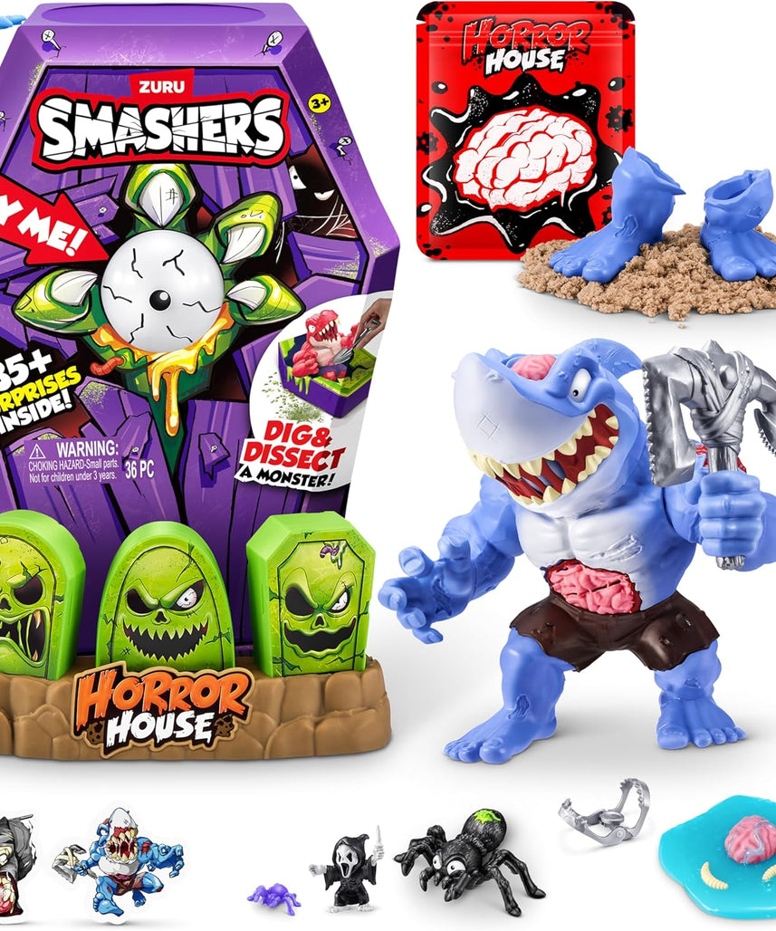 زورو سماشرز، منزل رعب كبير، السلسلة 1، مجموعة ألعاب مخيفة، أكثر من 35 مفاجأة، شخصيات قابلة للتجميع، بيض سماش، إكسسوارات مخيفة، أضواء وأصوات، حفر وتشريح، لعبة مغامرات للأطفال
