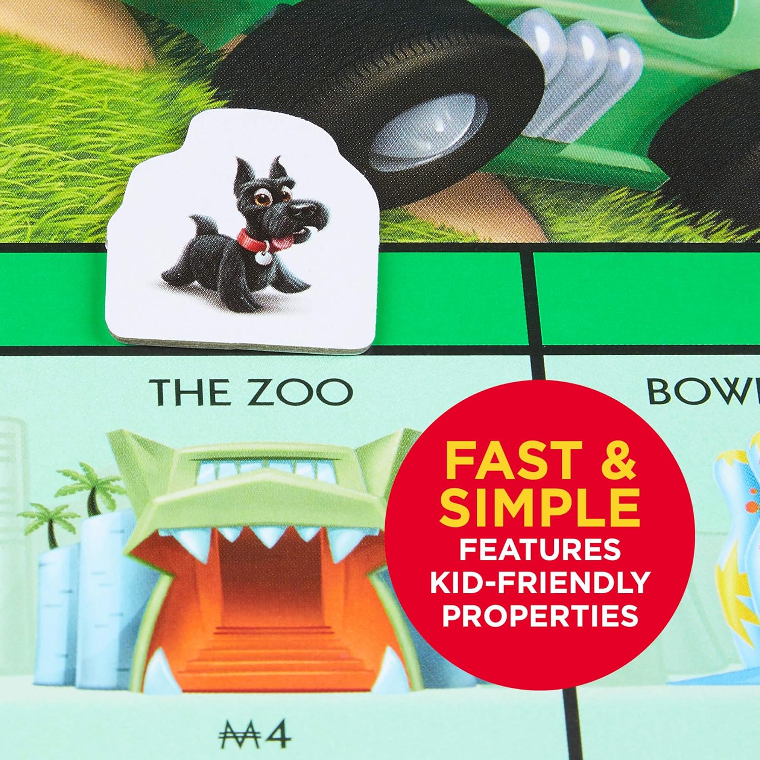 Monopoly Junior Board Game, Original Version C3889, Kid-Friendly Properties, Top Hat Token, Little Scottie, Little Hazel, Toy Car, Family Board Game, Ages 5+