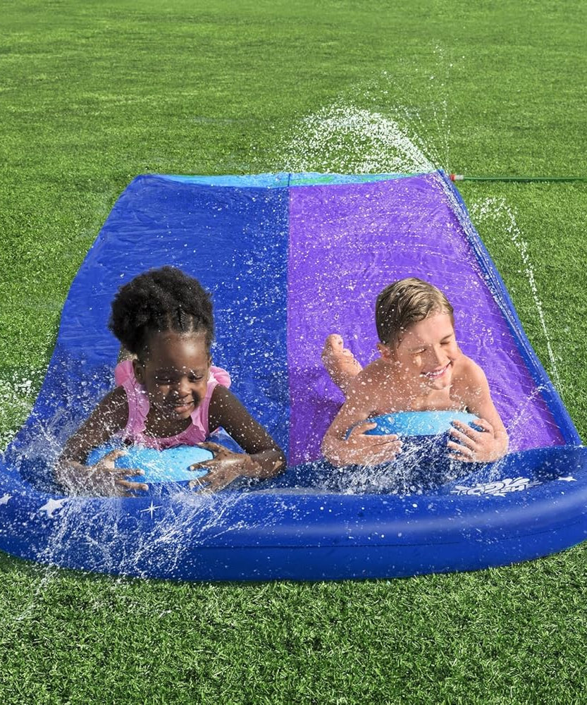Bestway | H2OGO! Lunar Launch 2-Lane Double Water Slide 488cm, Summer Garden Outdoor Water Slide