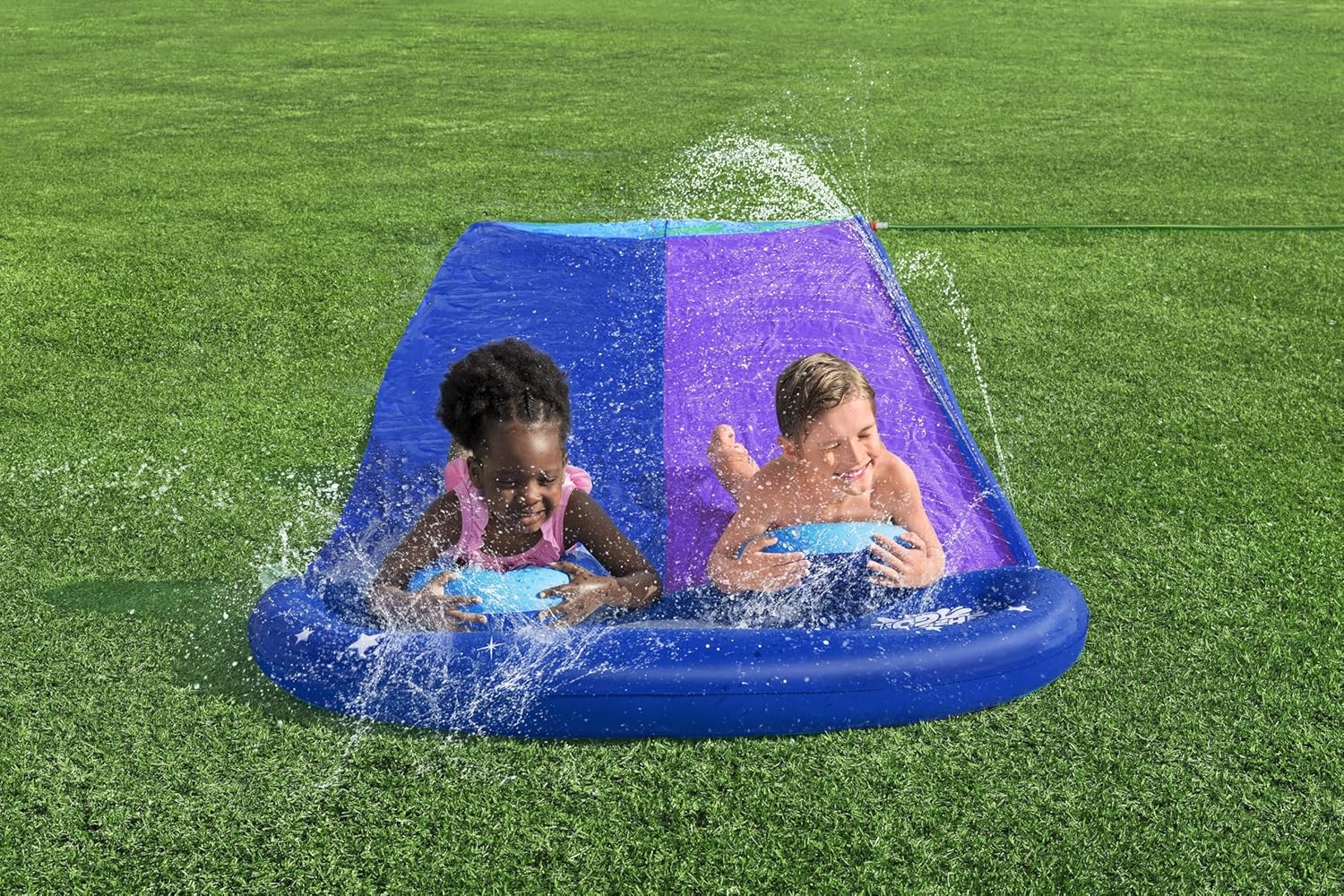 Bestway | H2OGO! Lunar Launch 2-Lane Double Water Slide 488cm, Summer Garden Outdoor Water Slide