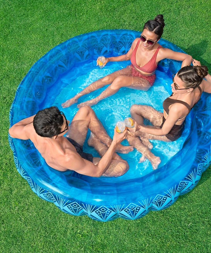 Bestway Bohemian Blue Inflatable Pool 168X53cm, Outdoor & Indoor Relaxation & Play, Family Pools, Artistic Design, Extra-wide Sidewalls For Stability, Quick Easy Setup, Perfect For Families With Kids
