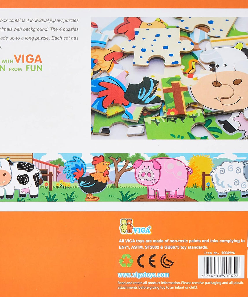 مجموعة فيجا فارم، أحجية الصور المقطوعة من 48 قطعة، لعبة مونتيسوري الخشبية، تنمي المهارات الحسية والإدراكية والحركية الدقيقة، لعبة تعليمية للأطفال غير سامة وصديقة للبيئة، مناسبة للأولاد والبنات من عمر سنتين فما فوق