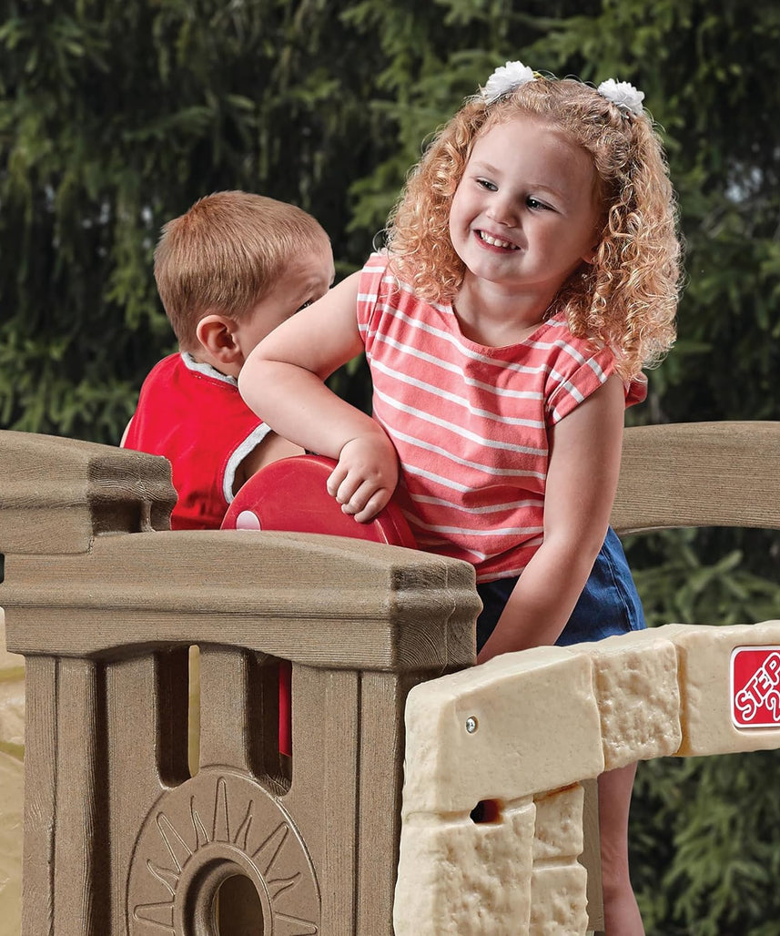 Step2 Naturally Playful Woodland Climber II, Kids Outdoor Activity Playset with Slide + Climbing Wall for Toddlers 2Y+