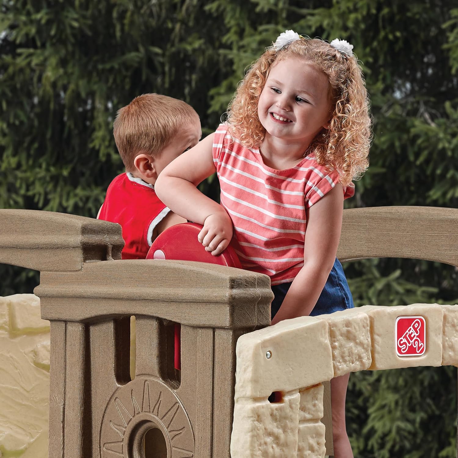 Step2 Naturally Playful Woodland Climber II, Kids Outdoor Activity Playset with Slide + Climbing Wall for Toddlers 2Y+