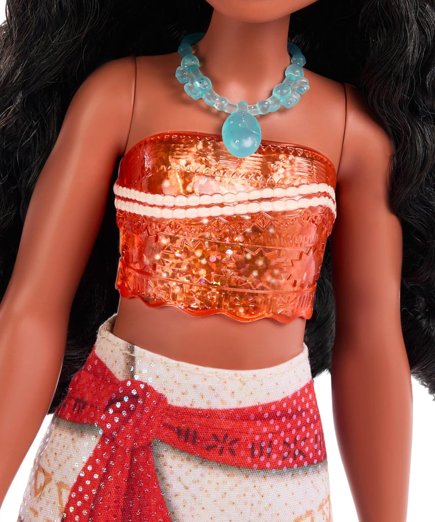 Mattel Disney Princess Moana Doll, Posable Fashion Doll with Removable Skirt, Headband, Necklace and Long Hair, Ages 3+