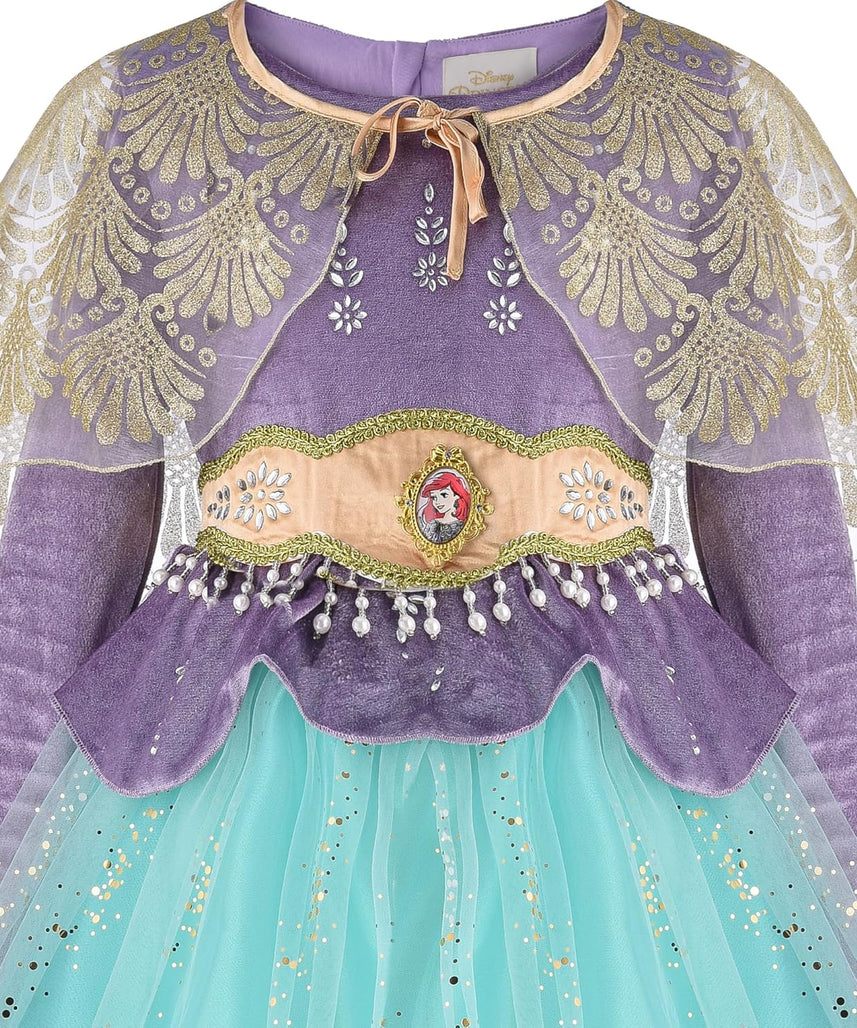 Party Centre - Disney Golden Princess Ariel Prestige Dress Up Costume with Headpiece, X-Small (3T-4T), Multicolor