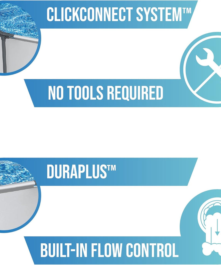 Bestway Steel Pro Max | Round Frame Swimming Pool with Filter Pump, Above Ground Frame Pools, Grey, 10’