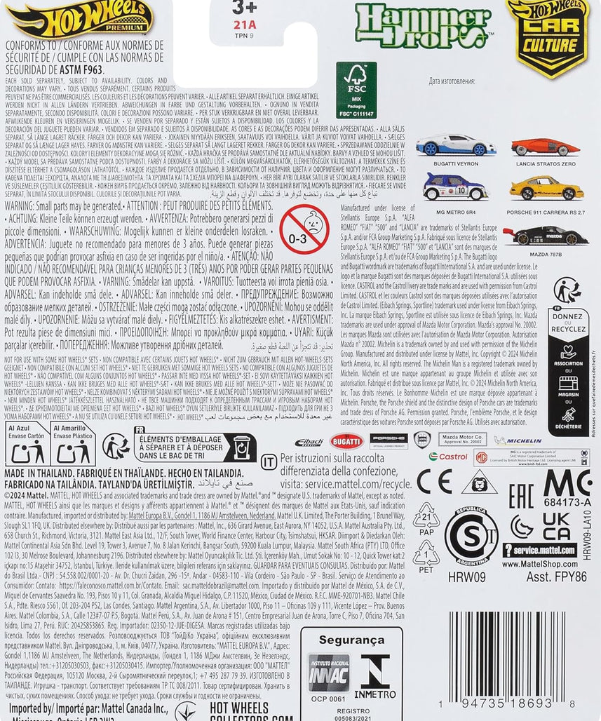 Hot Wheels Car Culture Circuit Legends Vehicles for 3 Kids Years Old & Up, Premium Collection of Car Culture 1:64 Scale Vehicles