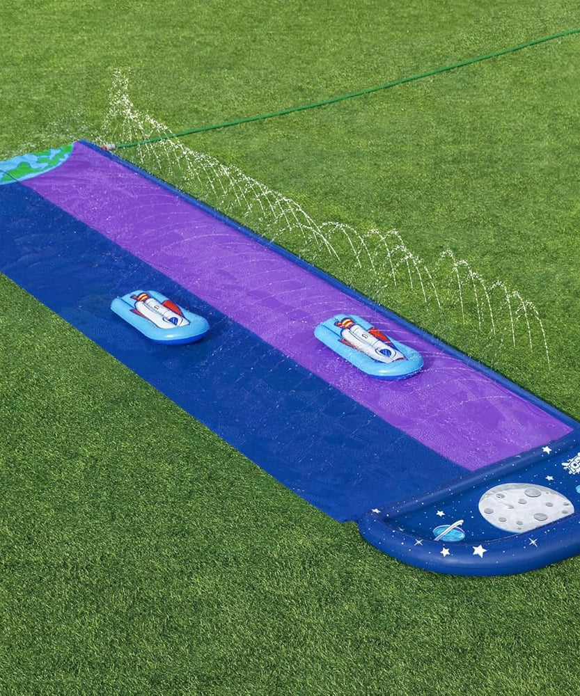 Bestway | H2OGO! Lunar Launch 2-Lane Double Water Slide 488cm, Summer Garden Outdoor Water Slide