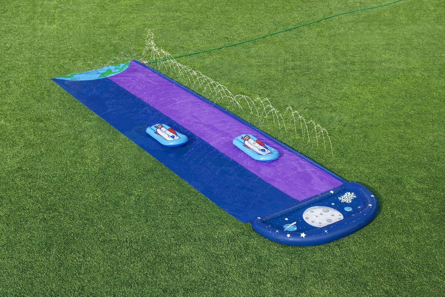 Bestway | H2OGO! Lunar Launch 2-Lane Double Water Slide 488cm, Summer Garden Outdoor Water Slide