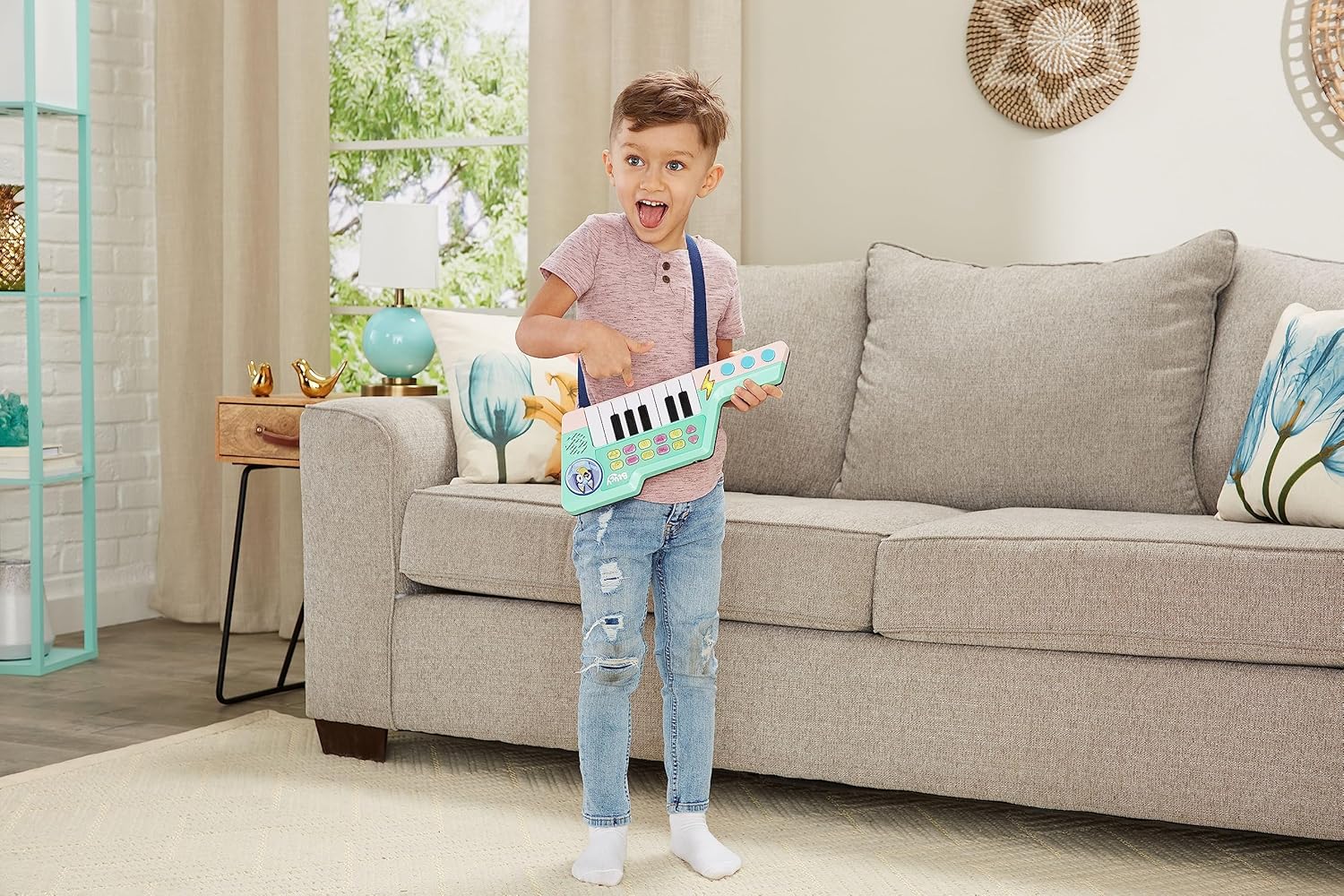 VTech Bluey Keytar, Interactive Musical Toy with 5 Instrument Sounds & 10 Melodies, Kids 3+ Years (English Version)