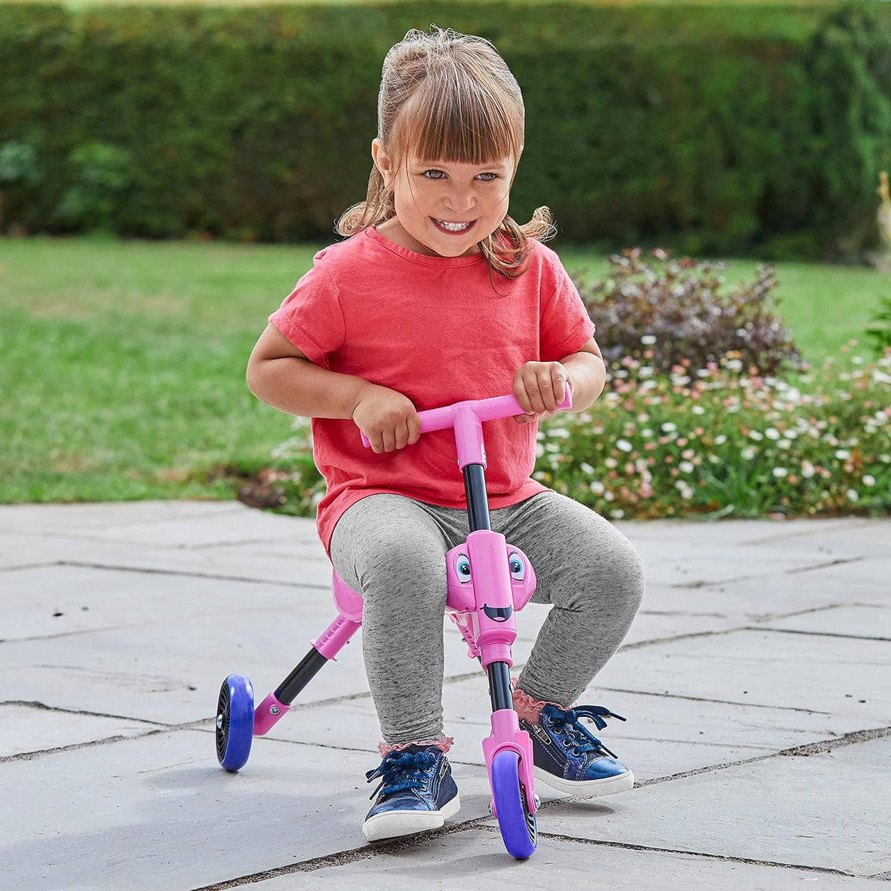 Mookie Scuttlebug Butterfly Foldable 3-Wheel Ride-On Trike with Caster Wheels, Indoor and Outdoor Push Bike for Toddlers, 1Y+ Years