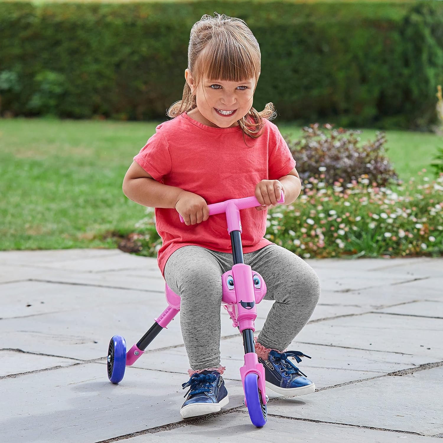 Mookie Scuttlebug Butterfly Foldable 3-Wheel Ride-On Trike with Caster Wheels, Indoor and Outdoor Push Bike for Toddlers, 1Y+ Years