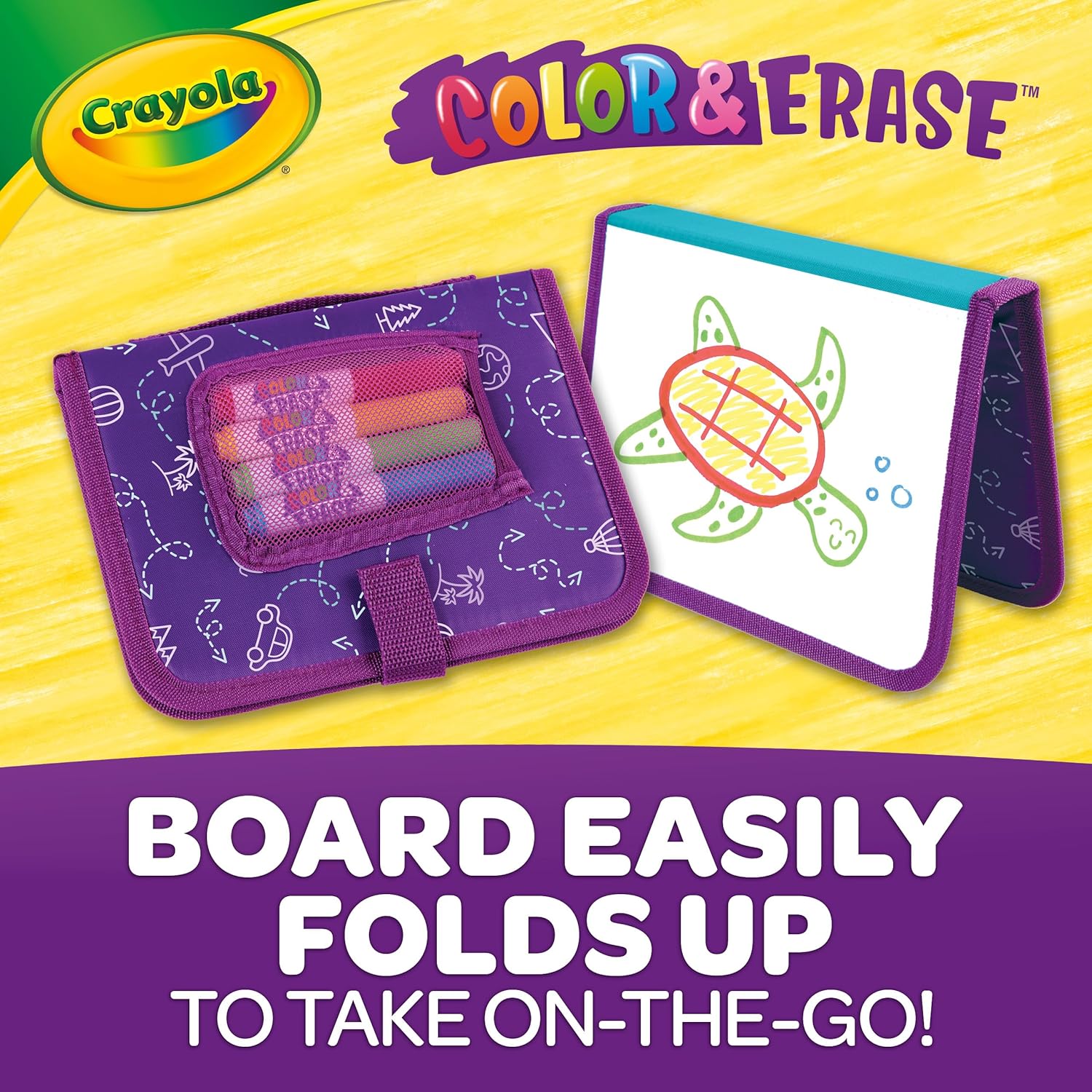 Crayola Color & Erase Drawing Board for Kids, Travel Coloring Kit, Gift 3+