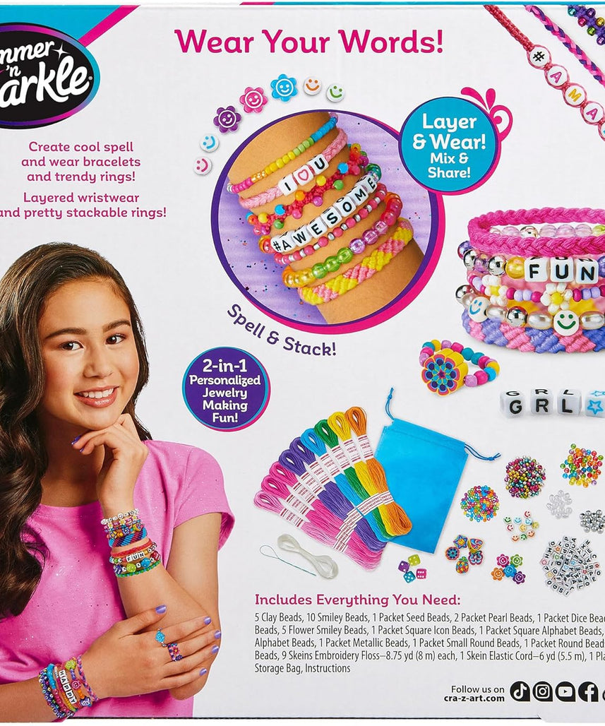 Shimmer and Sparkle A to Z Jewelry Making Kit, DIY Friendship Bracelets & Beaded Rings Set, Includes 950+ Beads, Kids Fashion Bracelet Maker, Creates Trendy Jewelry for Girls - Mutlicolor (65664)