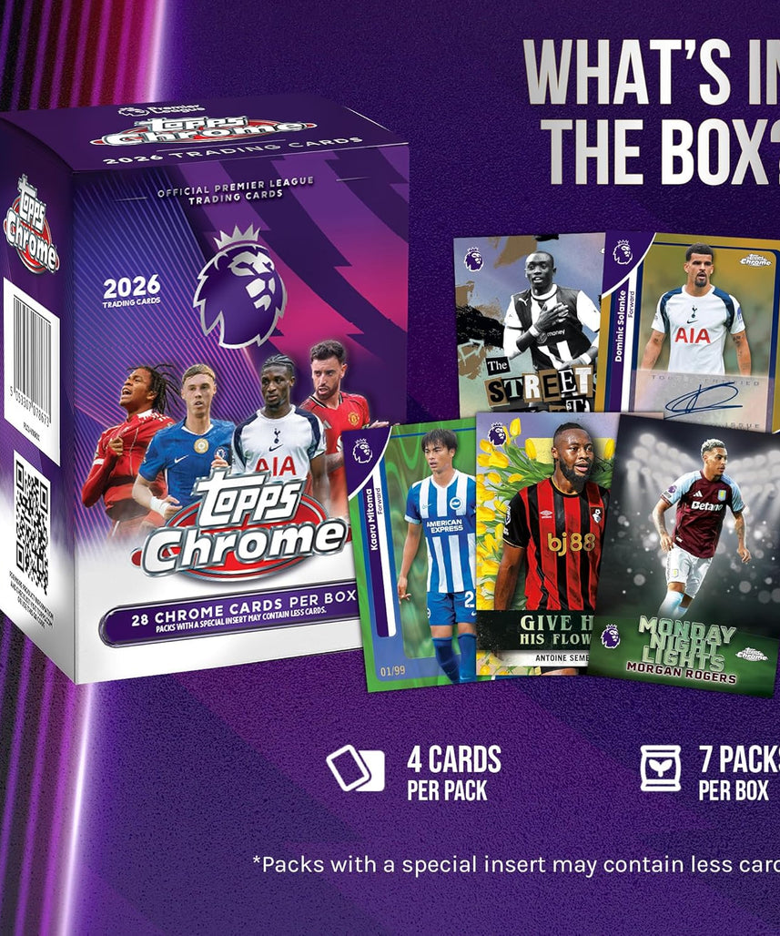 2026 Topps Chrome Premier League Soccer Value Box Factory Sealed Trading Cards