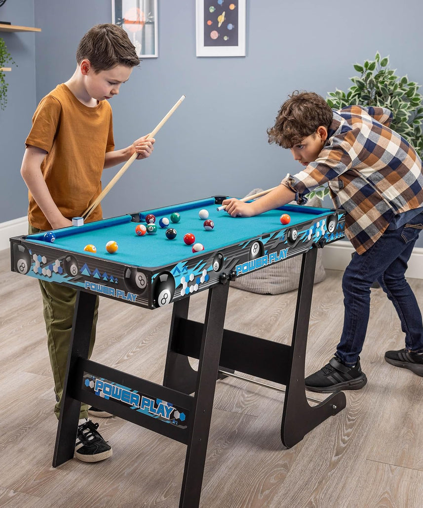 Powerplay 3ft Folding Pool Table Game, Mini Pool Table for Kids and Adults, Compact Wooden Snooker Table, Portable Design with Easy Storage, Indoor Game Table for Boys and Girls 5 Years+