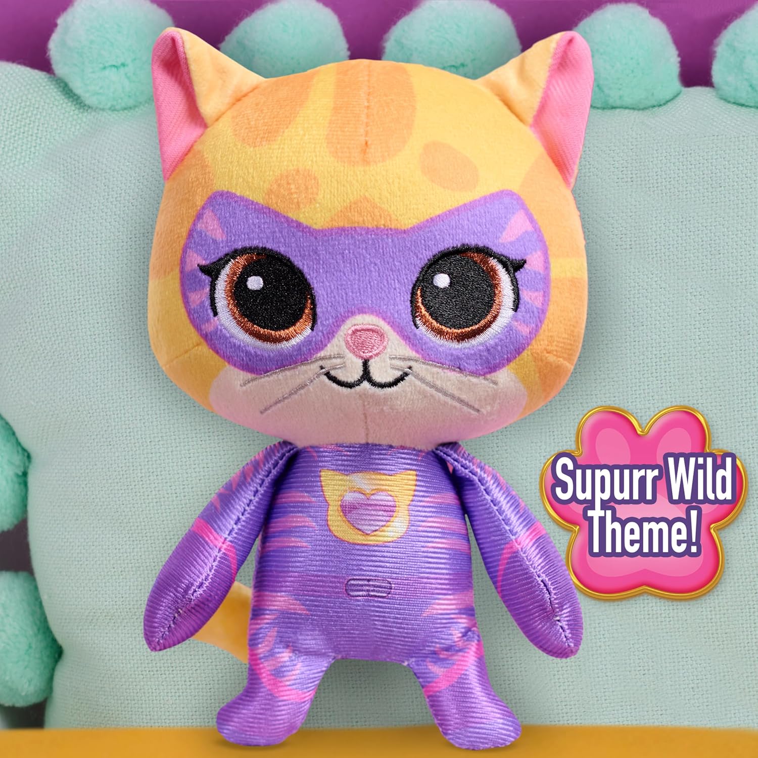 Disney Jr. SuperKitties Small 8-inch Plush Sparks Stuffed Animal, Su-Purr Wild Outfit, Kitten, Toy for Fans, Girls, Kids, Easter Basket Fillers, Gifts, Presents, Ages 2 and Up by Just Play