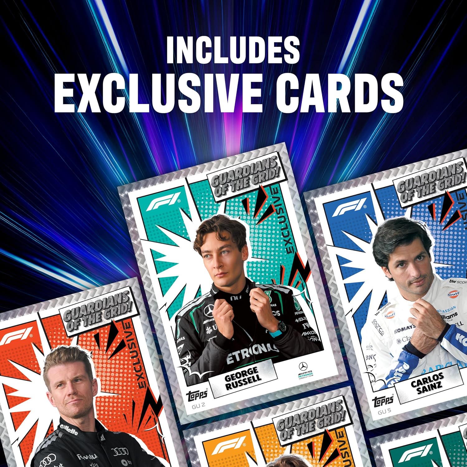 Topps Formula 1 Turbo Attax 2026 Mega Tin Guardians of the Grid, 48 Trading Cards with 4 Exclusive Guardians of the Grid Cards, Memento Relic Chase Cards, Official F1 Collection, 6+ Years