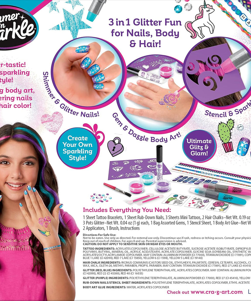 SHIMMER N SPARKLE 3 in1 Ultimate glitter beauty set