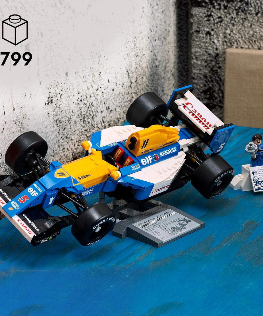 LEGO Icons Williams Racing FW14B & Nigel Mansell - F1 Car Model Set for Adults, with a Collectible Driver Minifigure, Trophy & Display Stand - Ramadan Gift for Adult & Teenage Motorsports Fans - 10353