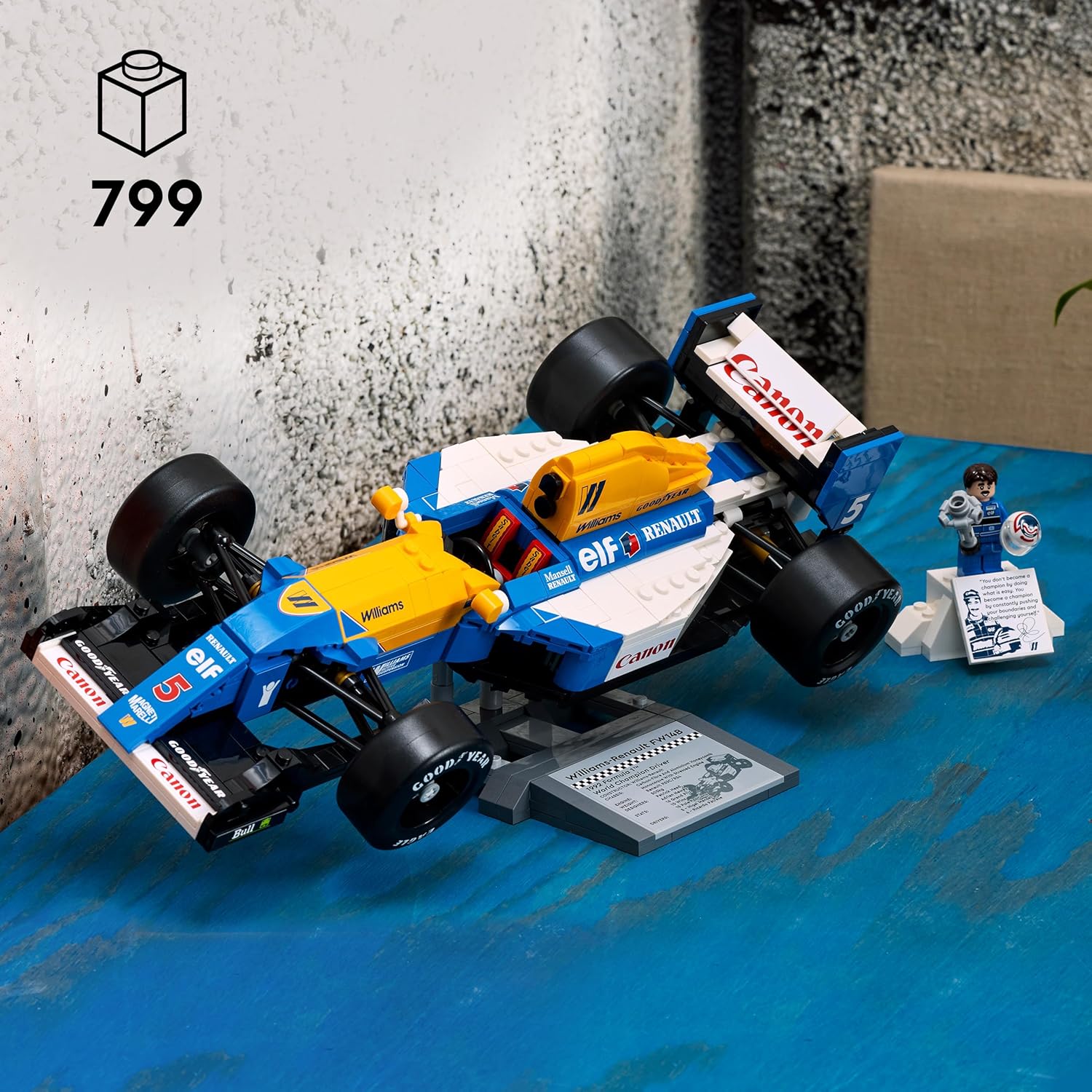 LEGO Icons Williams Racing FW14B & Nigel Mansell - F1 Car Model Set for Adults, with a Collectible Driver Minifigure, Trophy & Display Stand - Ramadan Gift for Adult & Teenage Motorsports Fans - 10353
