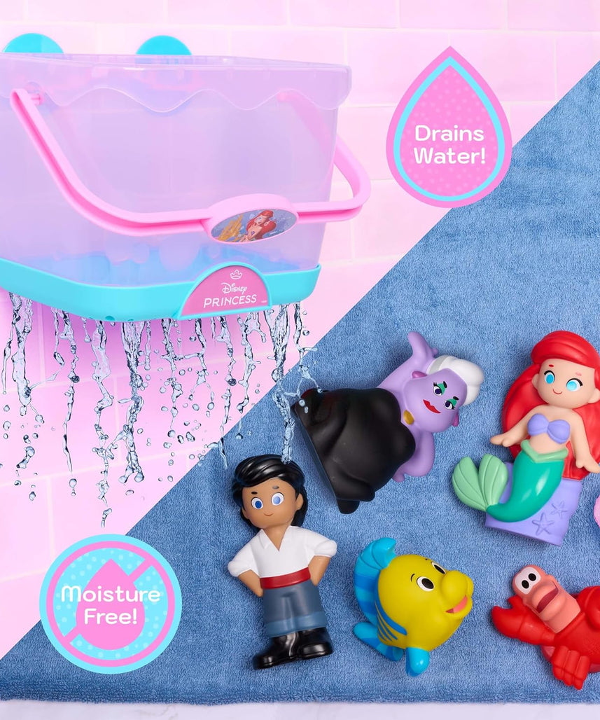 Disney The Little Mermaid Bath Caddy, 6-pieces, 5 Bath Toy Figures