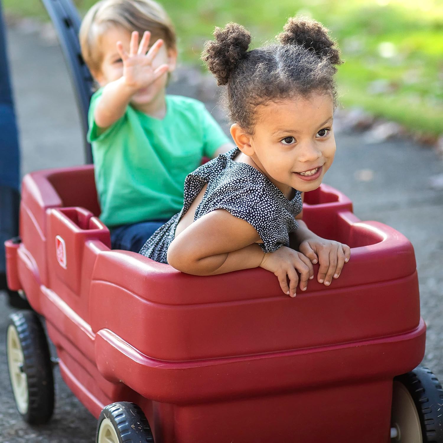 Step2 Neighborhood Wagon With Seats, Red, Kids Pull-Along Ride-On Wagon for Toddlers & Preschoolers