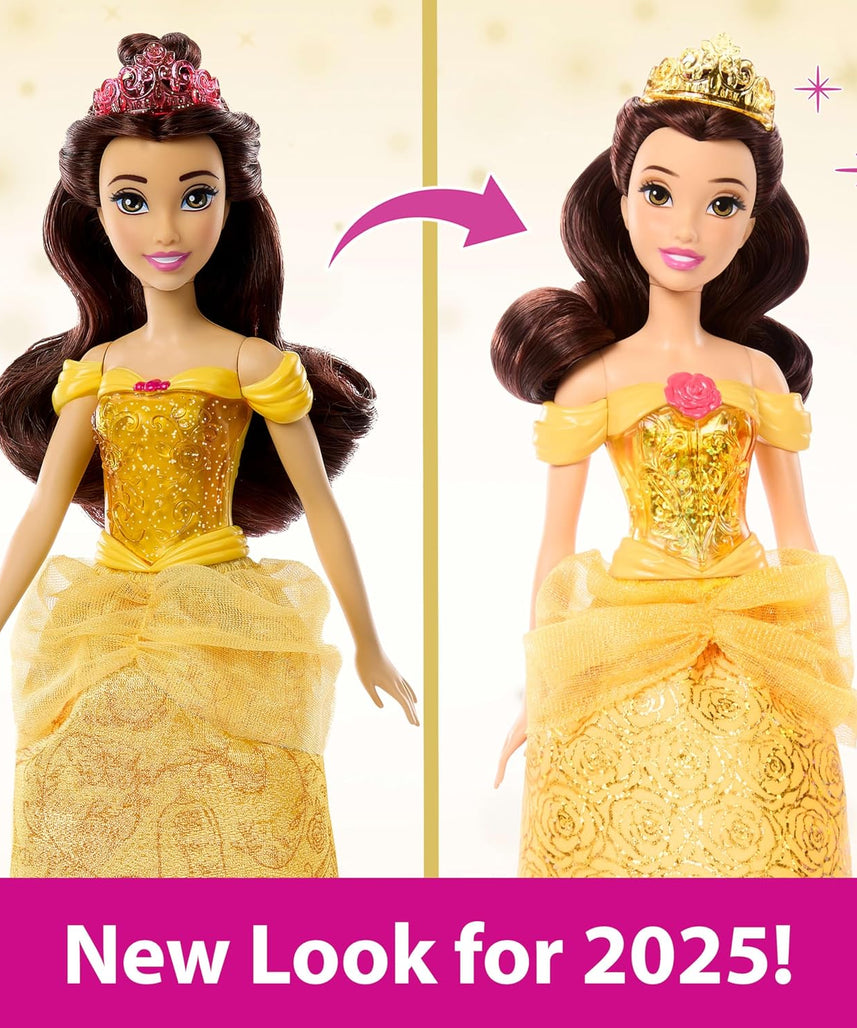 Disney Princess Belle Doll, Posable Fashion Doll with Brushable Hair and Accessories, Ages 3+