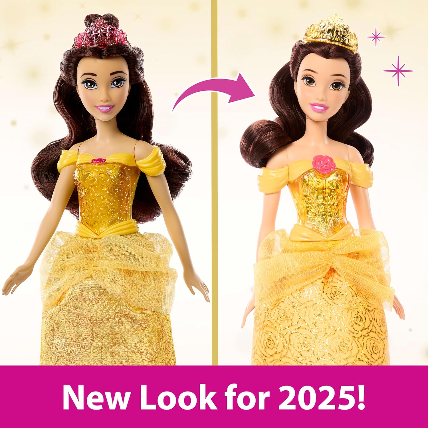 Disney Princess Belle Doll, Posable Fashion Doll with Brushable Hair and Accessories, Ages 3+