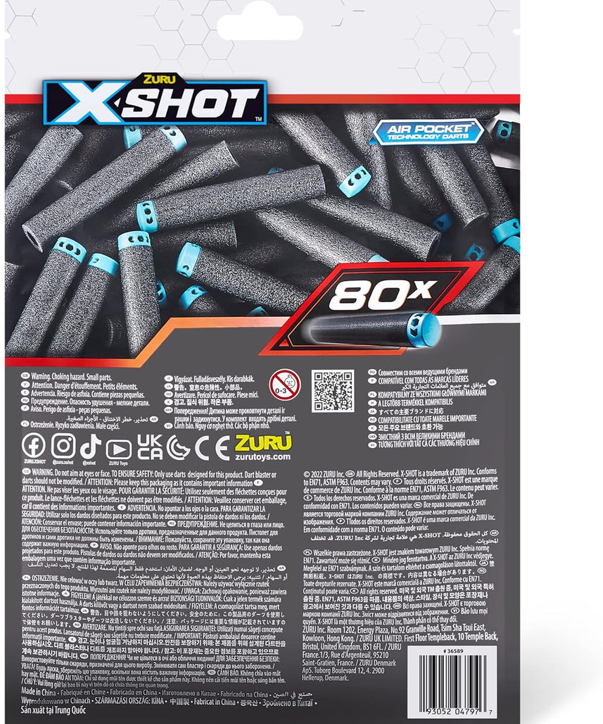 Zuru XSHOT Foam Dart Refill Pack of 50, Compatible with Nerf Blasters, Air Pocket Technology, Lightweight Durable Soft Bullet Ammunition for Boys, Age 8+