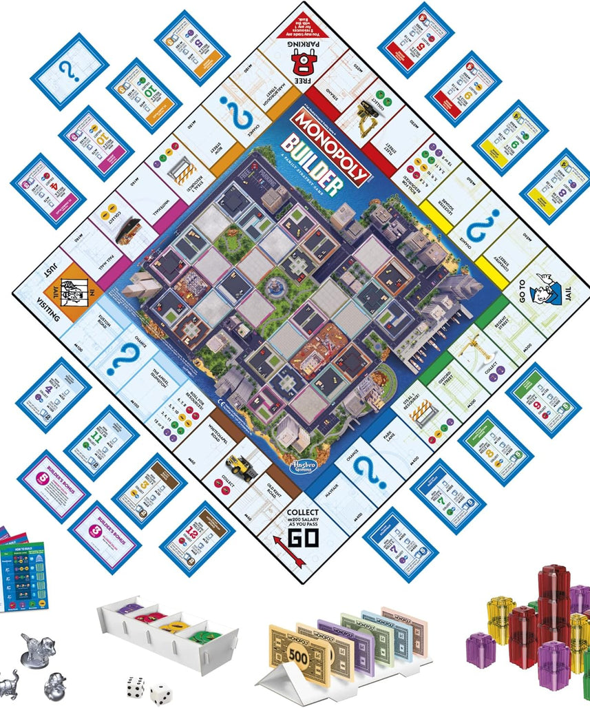 Monopoly Builder Board Game by Hasbro, Strategy Family Game for Kids and Adults, Stack Buildings, Collect Points, Fun Competitive Gameplay, Ages 8+