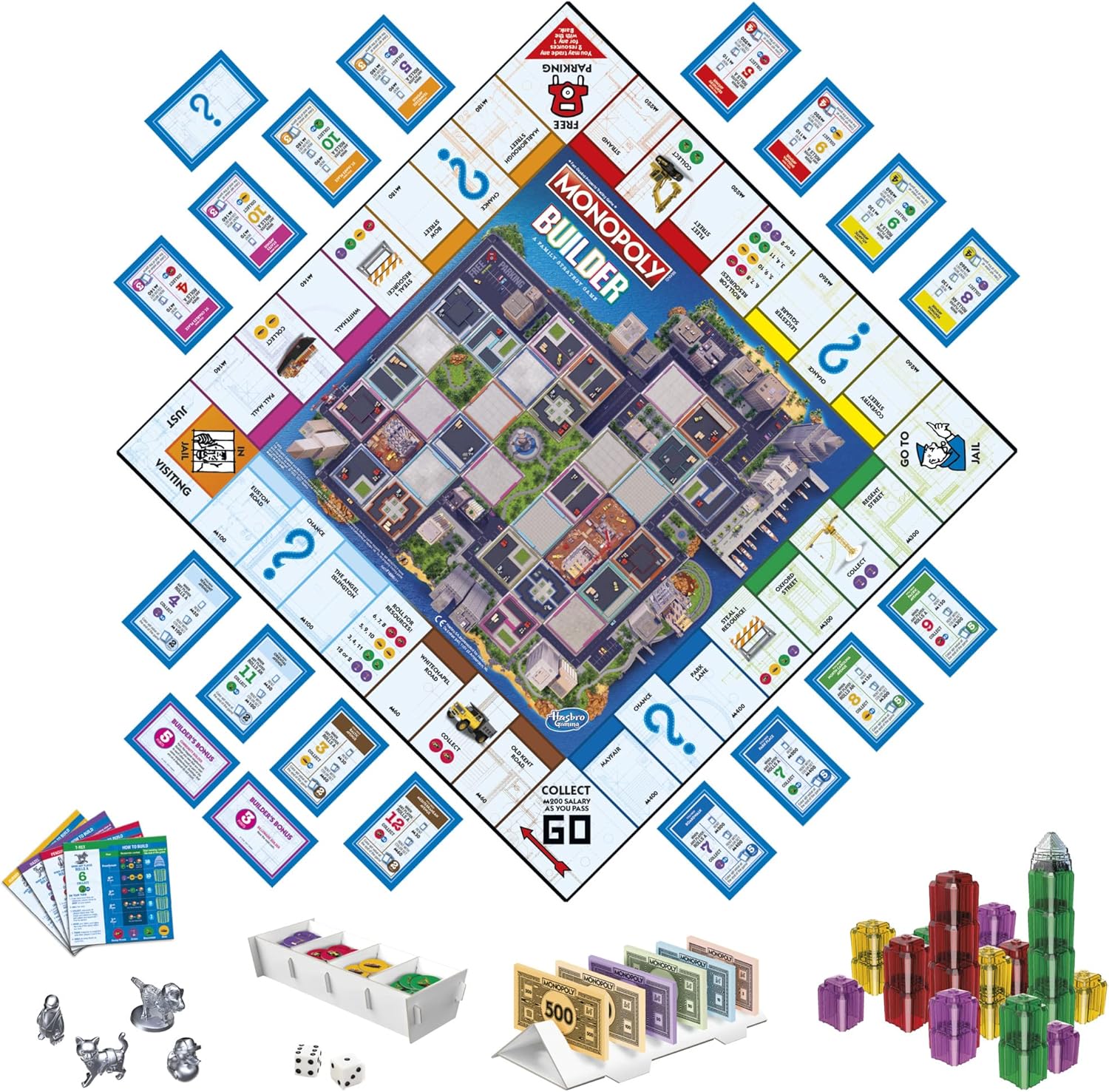 Monopoly Builder Board Game by Hasbro, Strategy Family Game for Kids and Adults, Stack Buildings, Collect Points, Fun Competitive Gameplay, Ages 8+