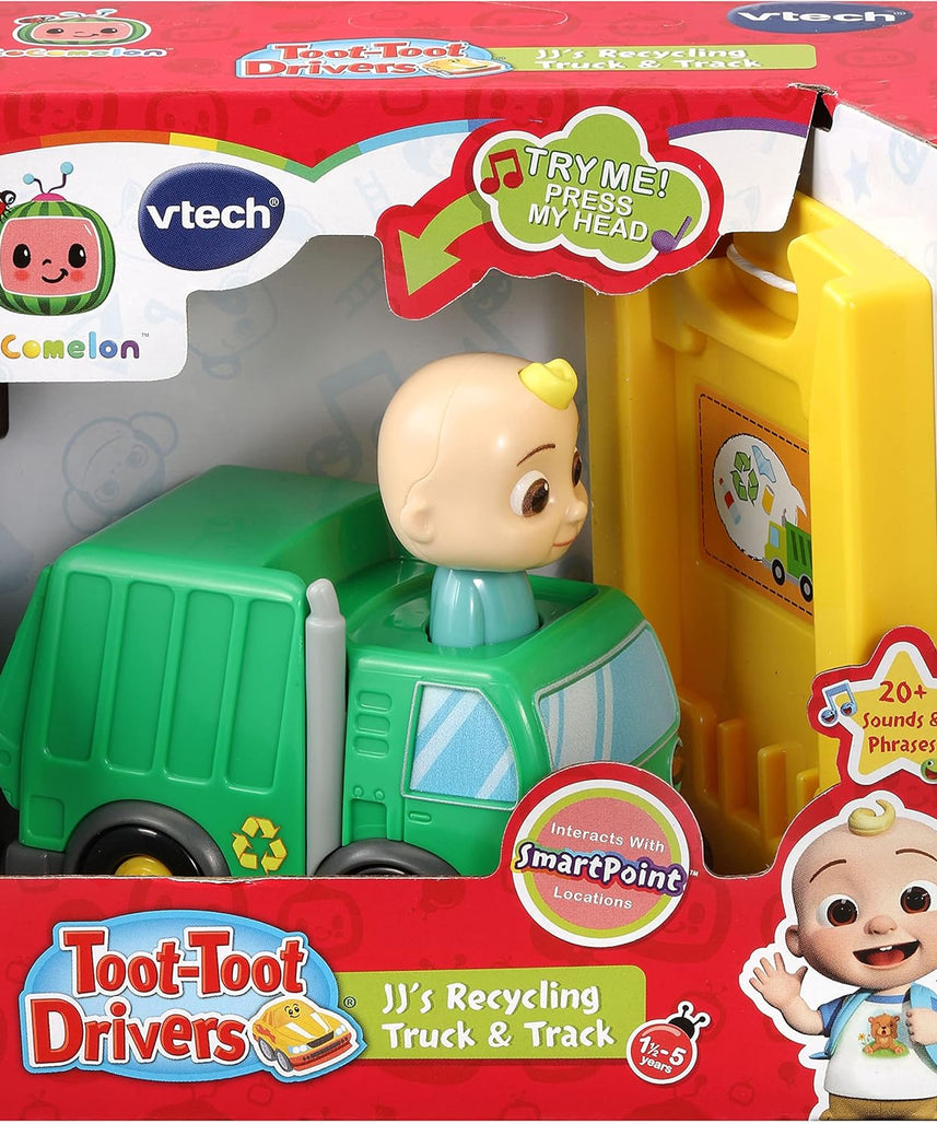 VTech CoComelon Go! Go! Smart Wheels JJ’s Recycling Truck & Track, Interactive Toddler Toy, Ages 1.5–5 Years