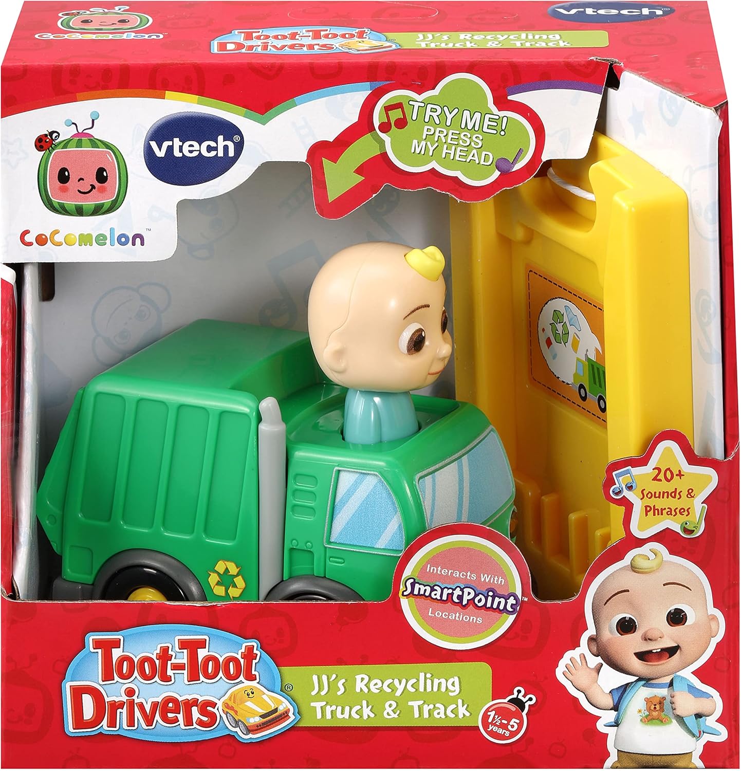 VTech CoComelon Go! Go! Smart Wheels JJ’s Recycling Truck & Track, Interactive Toddler Toy, Ages 1.5–5 Years