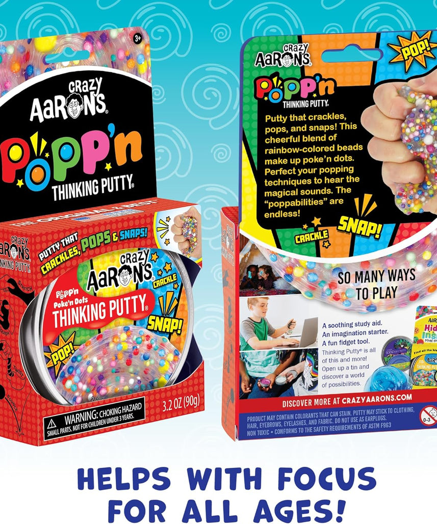 Crazy Aaron's Poke'N Dots Popp’n Thinking Putty® - 4" Tin Thinking Putty - Non-Toxic Sensory Play Putty - Never Dries Out - Creative Toy