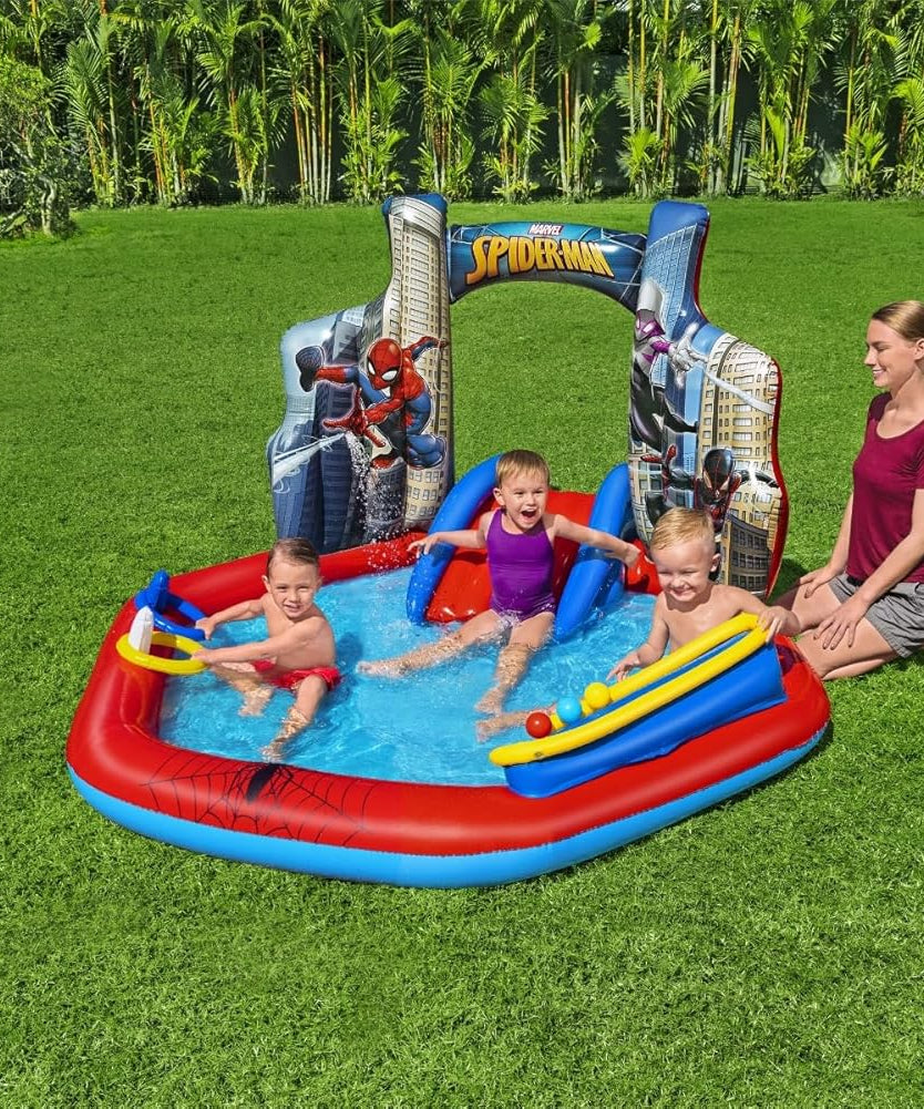 Bestway Spider-Man Splash Pad - Outdoor Kids Paddling Pool Sprinkler - Water Play Mat for Children Aged 2+