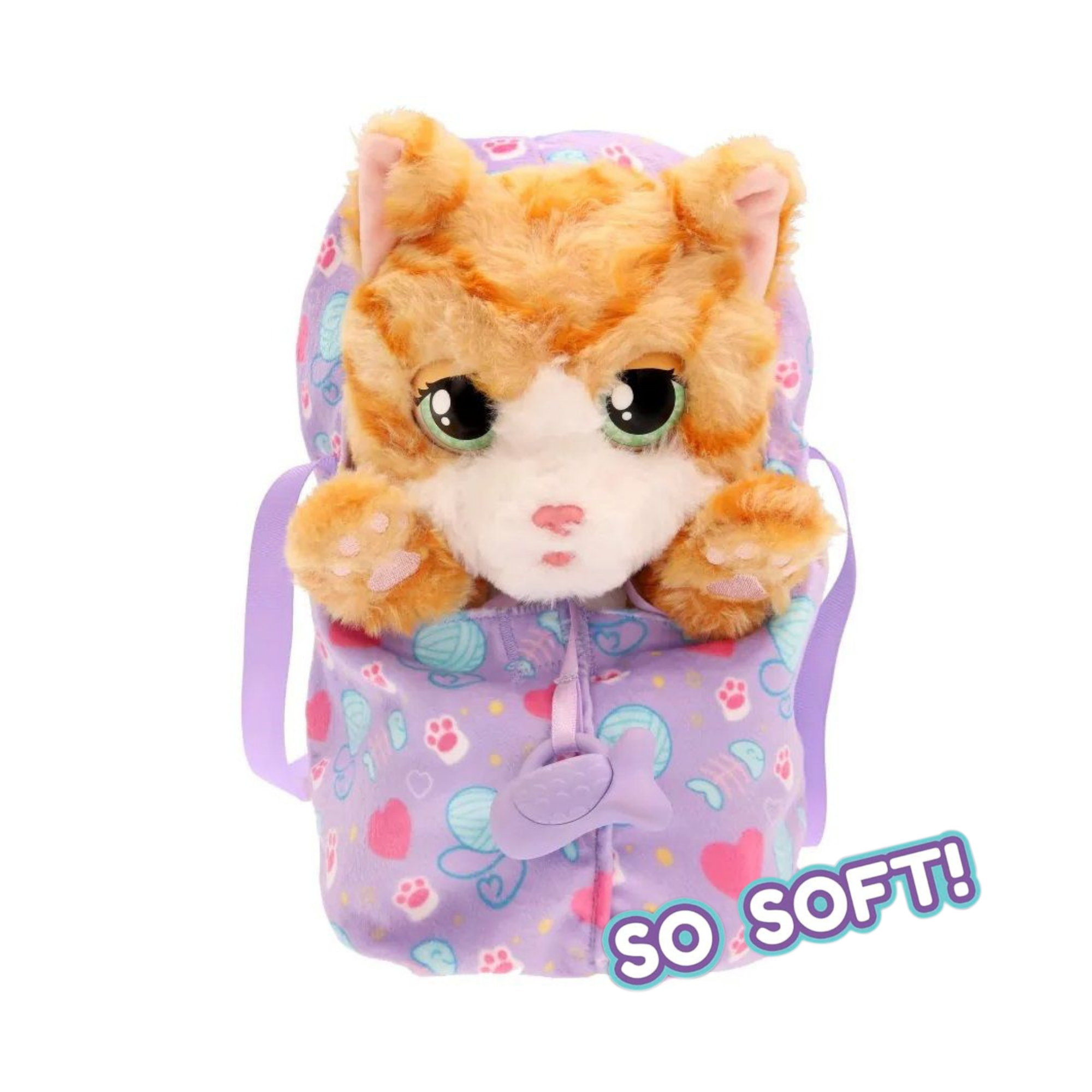 قطط نائمة من بيبي باوز، قطة، لعبة قطة تفاعلية من القطيفة مقاس 8.5 بوصة مع حقيبة حمل، لعبة تظاهر للأطفال مع مؤثرات صوتية، مناسبة للأولاد والبنات من سن 3 سنوات فما فوق