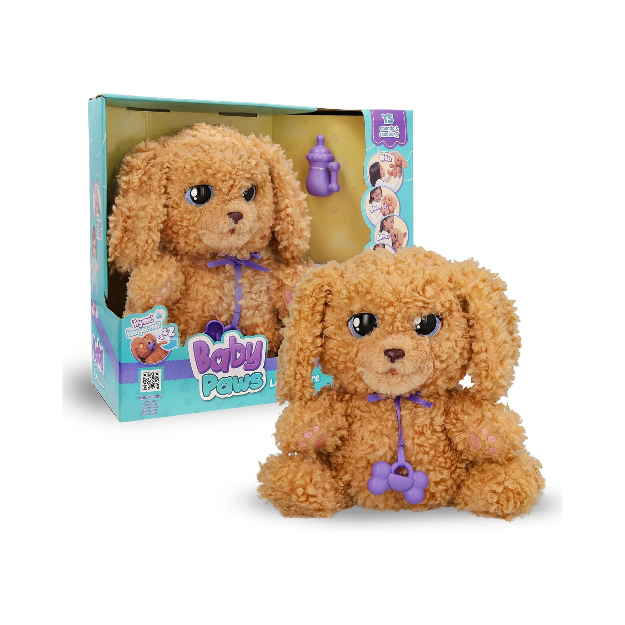 لعبة جرو تفاعلية من القطيفة من بيبي باوز لوف آند كير، لابرادودل، 11.4 بوصة مع حقيبة حمل، لعبة تظاهر للأطفال مع مؤثرات صوتية، مناسبة للأولاد والبنات من سن 4 سنوات فما فوق