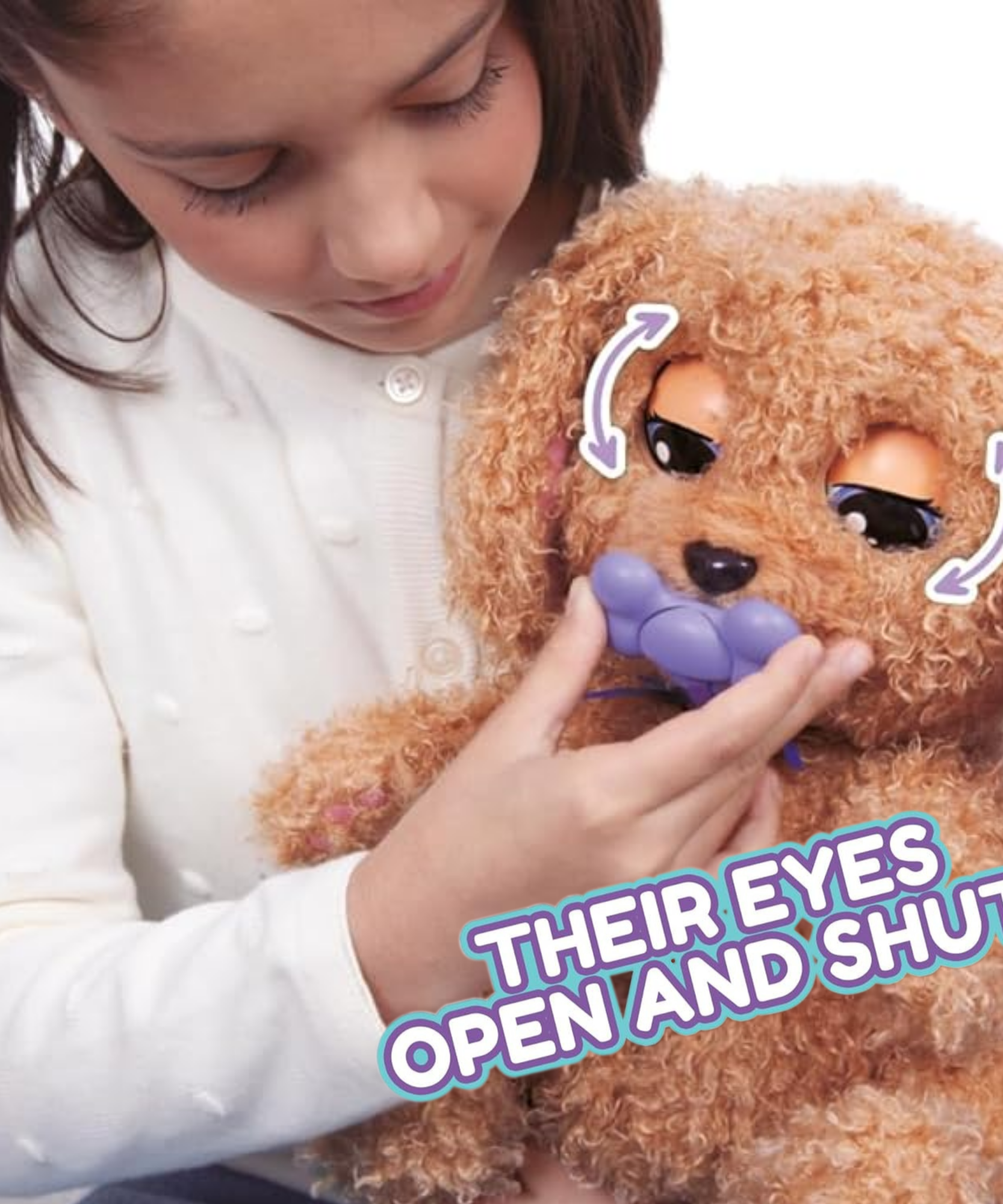 BABY PAWS Love and Care, Labradoodle, 11.4 Inch Interactive Plush Toy Puppy with Carry Bag, Kids Pretend Play Toy with Sound Effects, Suitable for Both Boys and Girls Aged 4+